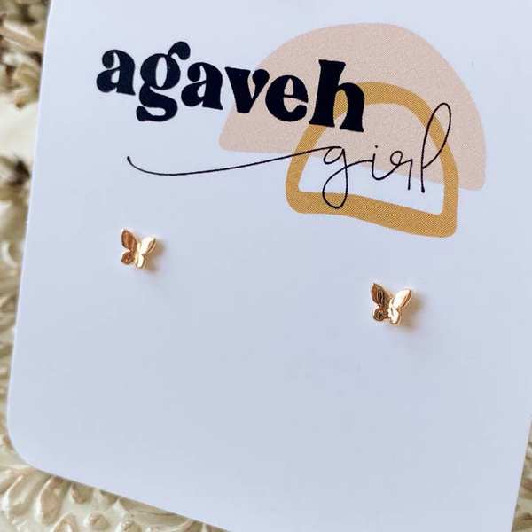 Gold Felicity Butterfly Stud Earrings (FEL-STU-20) | Agaveh Girl | boogie + birdie