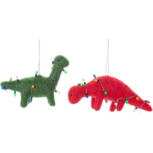 Dinosaur with Lights Felt Ornament - Green | Holiday | boogie + birdie