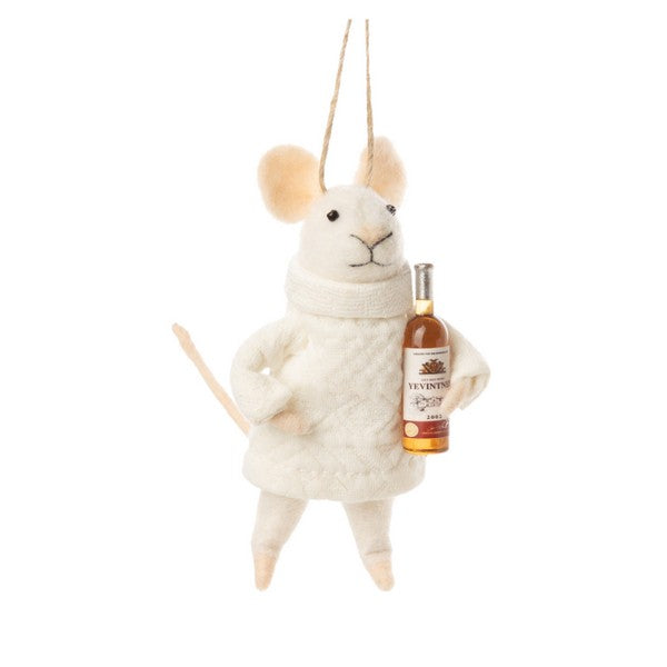 Mouse with Wine Felt Ornament | Holiday | boogie + birdie

