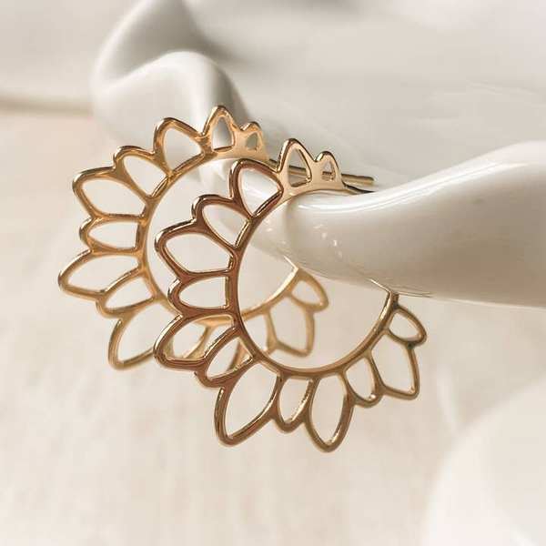 Gold Flower Girl Hoops (GIR-GOL-20) | Agaveh Girl | boogie + birdie