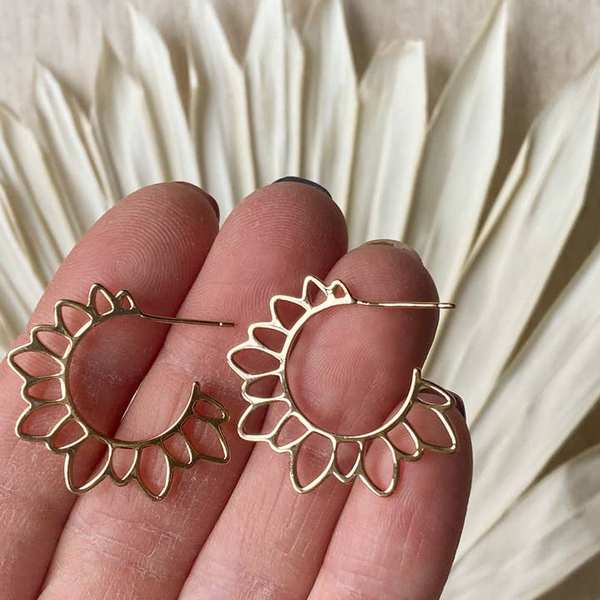 Gold Flower Girl Hoops (GIR-GOL-20) | Agaveh Girl | boogie + birdie