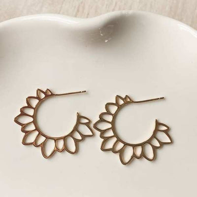 Gold Flower Girl Hoops (GIR-GOL-20) | Agaveh Girl | boogie + birdie