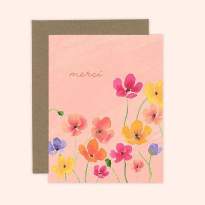 Pink Floral Merci Thank You Card | Almeida Illustrations | boogie + birdie