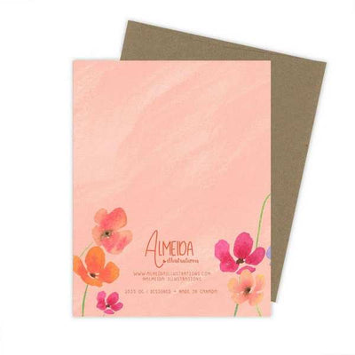 Pink Floral Merci Thank You Card | Almeida Illustrations | boogie + birdie