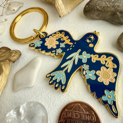 Freya Bird Enamel Keychain (KC25FREYA) | Pika & Bear | boogie + birdie