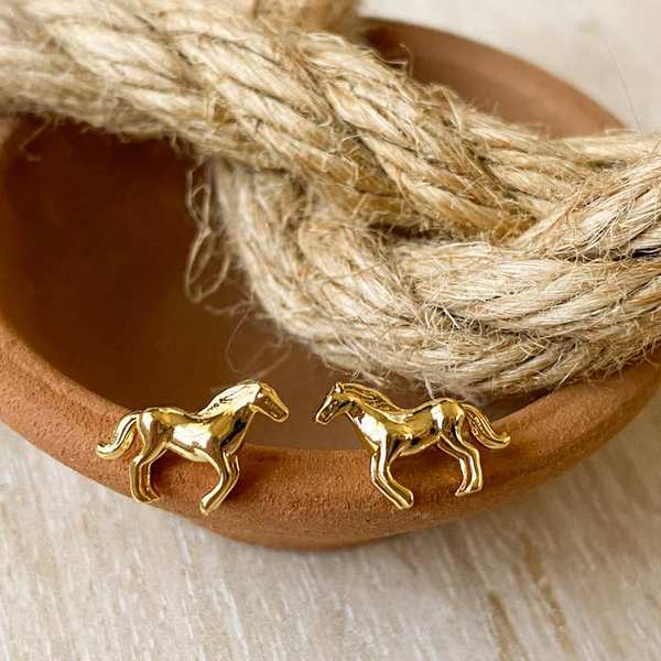 Gold Giddy Up Horses Stud Earrings | Agaveh Girl | boogie + birdie