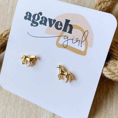Gold Giddy Up Horses Stud Earrings | Agaveh Girl | boogie + birdie