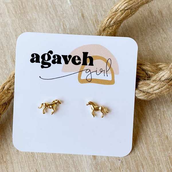 Gold Giddy Up Horses Stud Earrings | Agaveh Girl | boogie + birdie