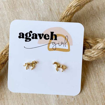 Gold Giddy Up Horses Stud Earrings | Agaveh Girl | boogie + birdie
