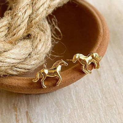 Gold Giddy Up Horses Stud Earrings | Agaveh Girl | boogie + birdie