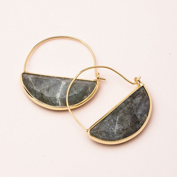 Stone Prism Hoop Earrings - Labradorite & Gold | Jewellery | boogie + birdie