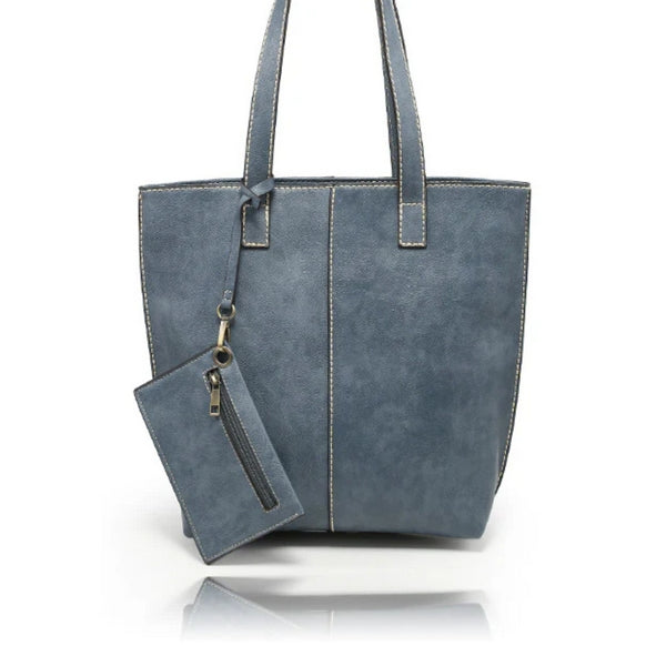 Denim Blue with White Stitching 3-in-1 Tote Bag | Bags + Wallets | boogie + birdie