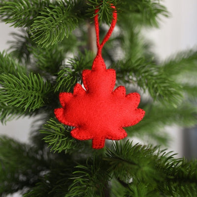 Maple Leaf Hand Embroidered Ornament (SQ63) | Holiday | boogie + birdie