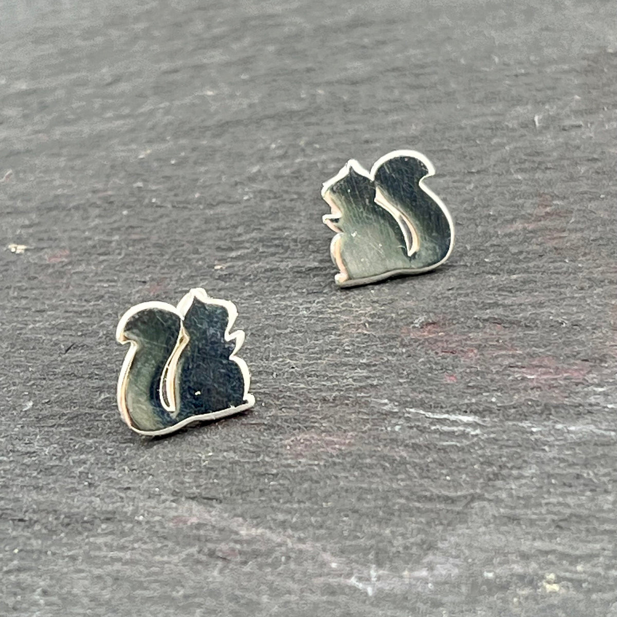 Silver Squirrel Studs