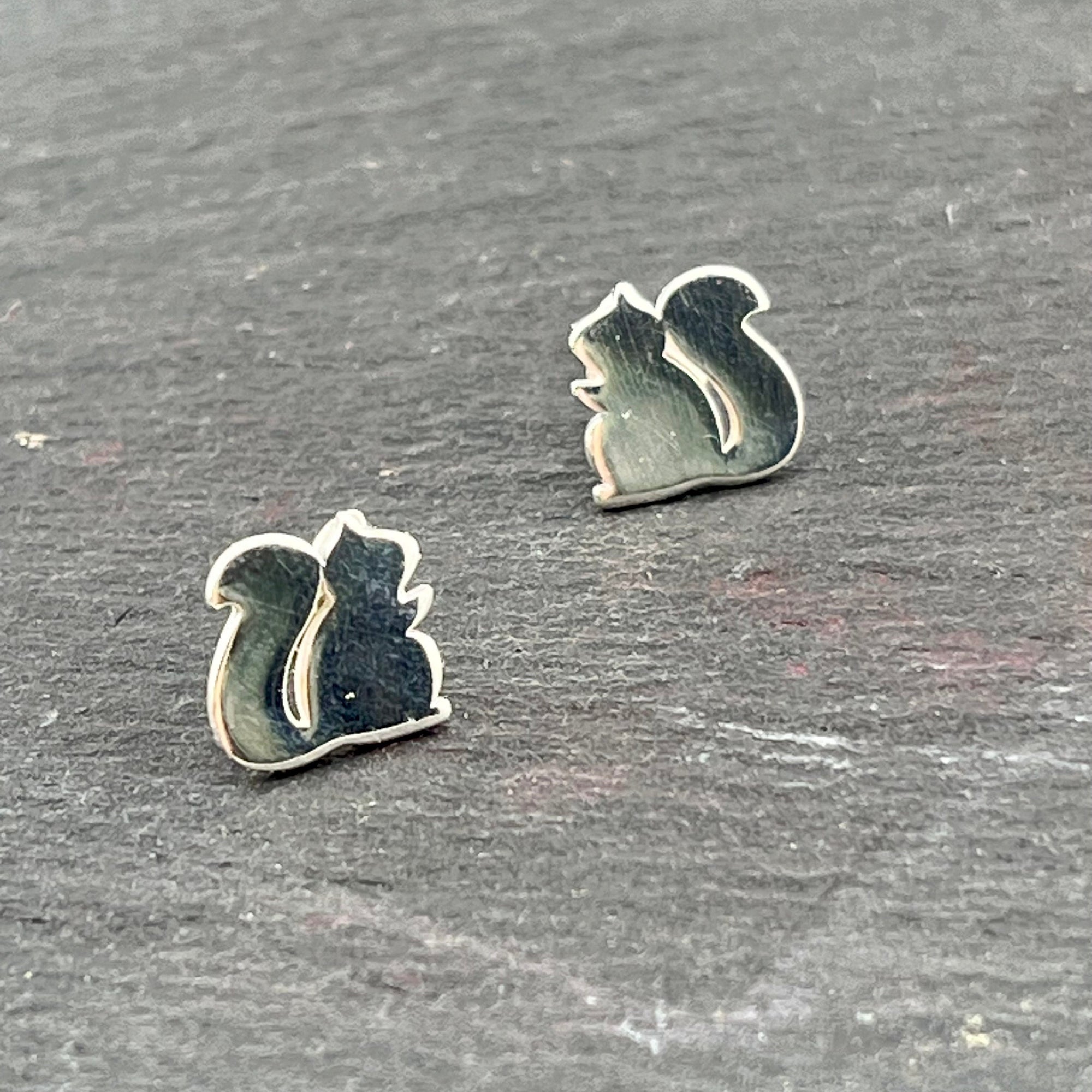 Silver Squirrel Studs