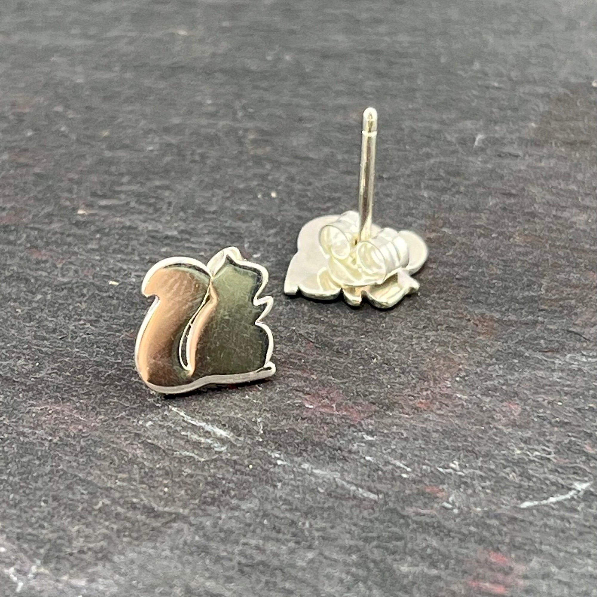 Silver Squirrel Studs