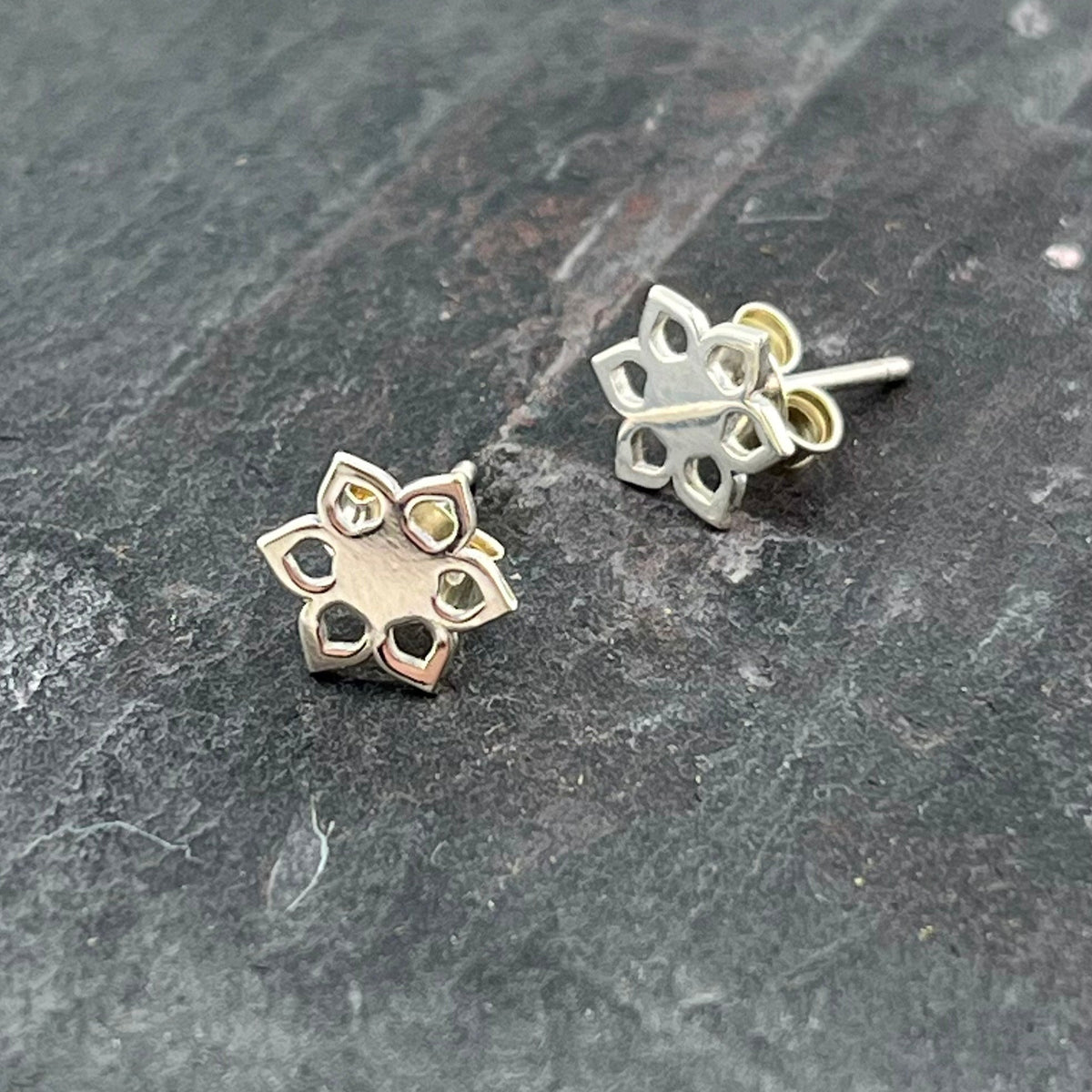 Silver Mandala Stud Earrings