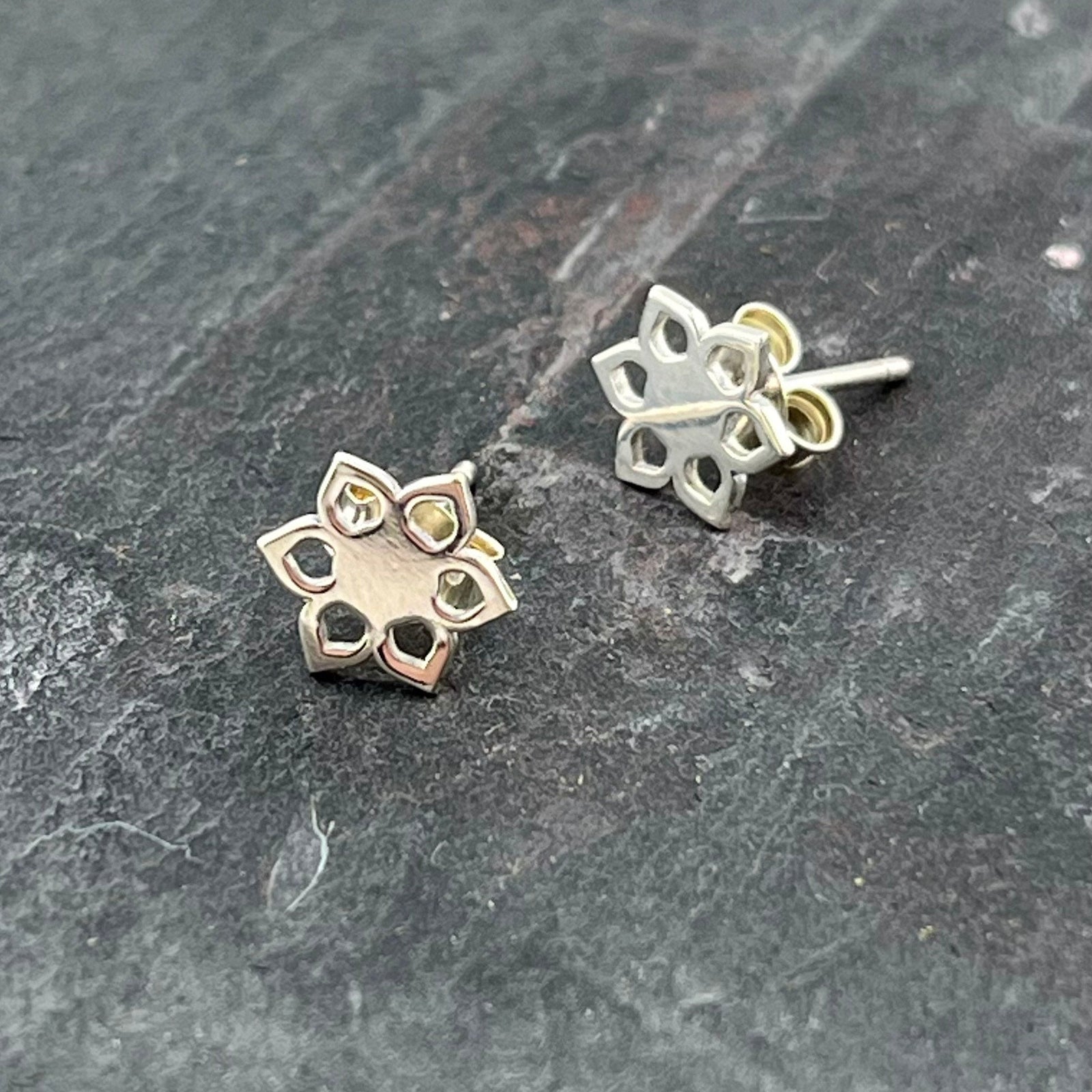 Silver Mandala Stud Earrings