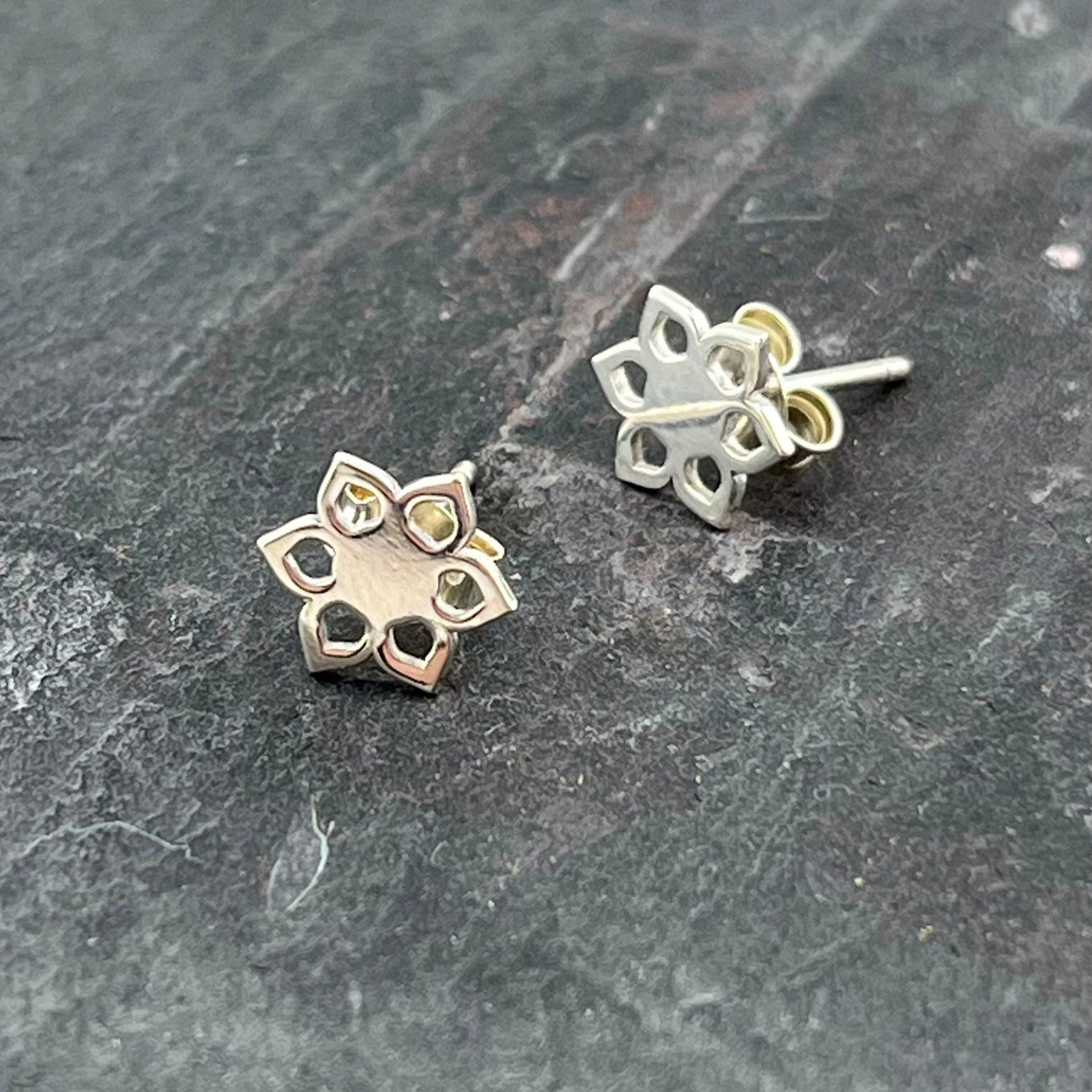Silver Mandala Stud Earrings