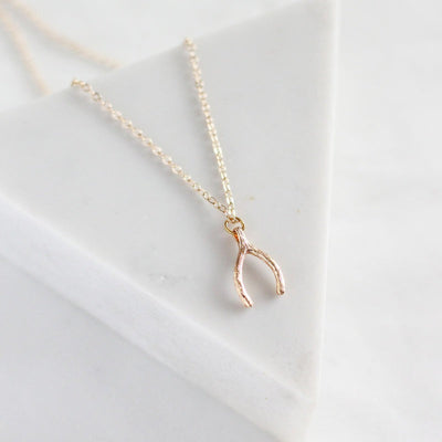 Gold Wishbone Necklace | Birch Jewellery | boogie + birdie