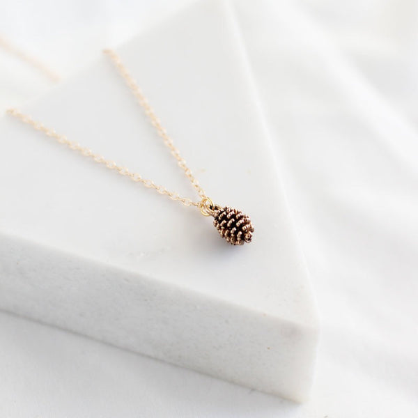 Gold Tiny Pinecone Necklace | Birch Jewellery | boogie + birdie

