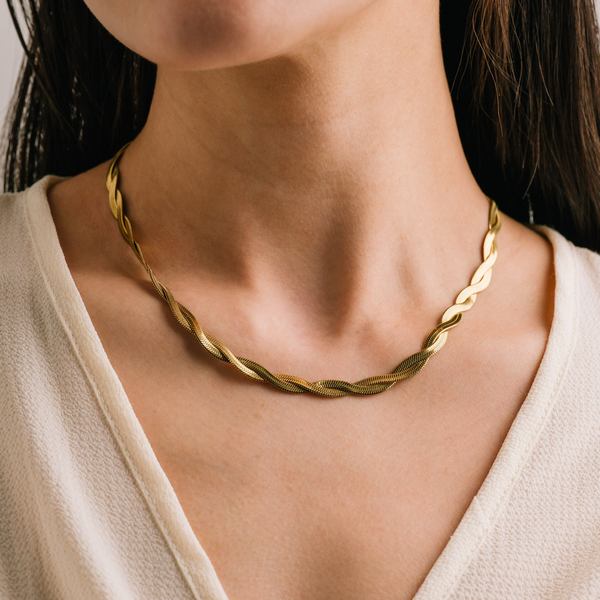 Gold Waterproof Josie Twist Necklace (2WP-FA25001-GLD) | Lover’s Tempo | boogie + birdie