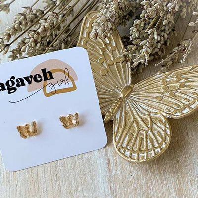 Gold Juniper Butterfly Stud Earrings (JUN-GOL-20) | Agaveh Girl | boogie + birdie