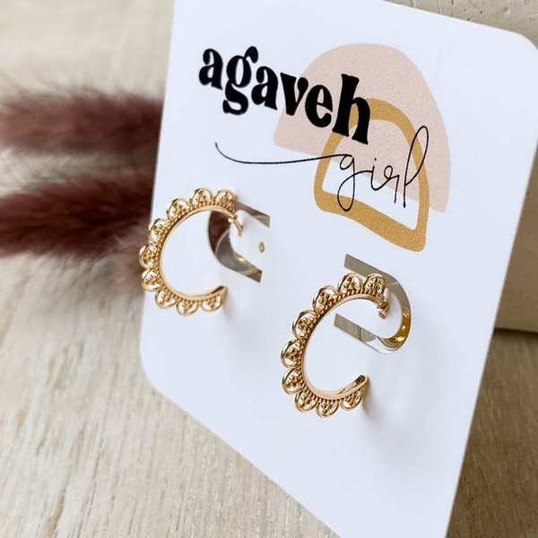 Gold Lace Hoops (LAC-HOO-25) | Agaveh Girl | boogie + birdie
