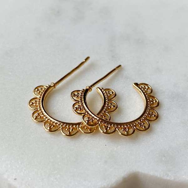 Gold Lace Hoops (LAC-HOO-25) | Agaveh Girl | boogie + birdie