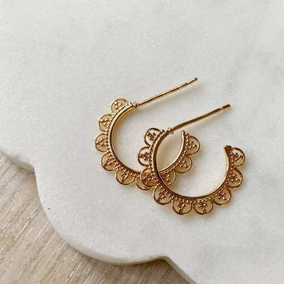 Gold Lace Hoops (LAC-HOO-25) | Agaveh Girl | boogie + birdie