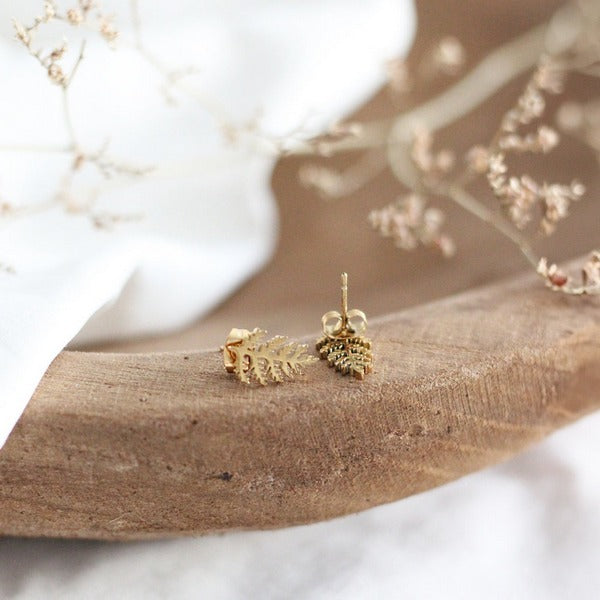 Gold Fern Stud Earrings  | Birch Jewellery | boogie + birdie