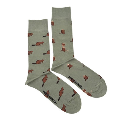 Men's Beaver & Log Mistmatched Socks | Friday Sock Co. | boogie + birdie