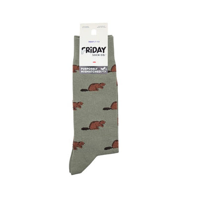 Men's Beaver & Log Mistmatched Socks | Friday Sock Co. | boogie + birdie