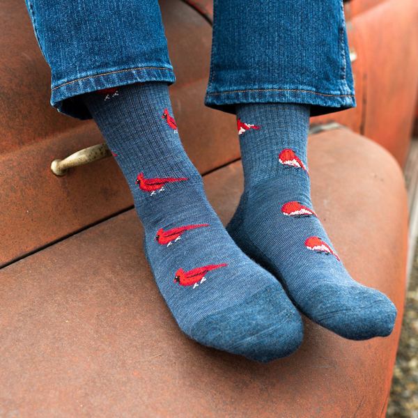Men's Cardinal & Robin Merino Wool Socks | Friday Sock Co. | boogie + birdie