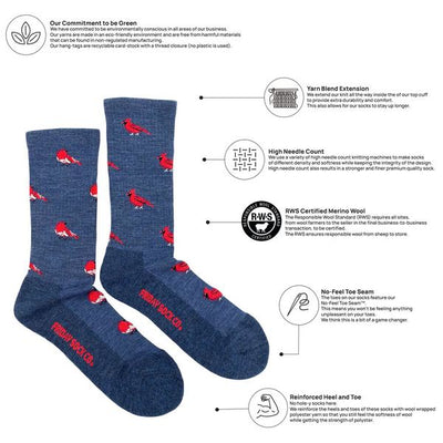 Men's Cardinal & Robin Merino Wool Socks | Friday Sock Co. | boogie + birdie
