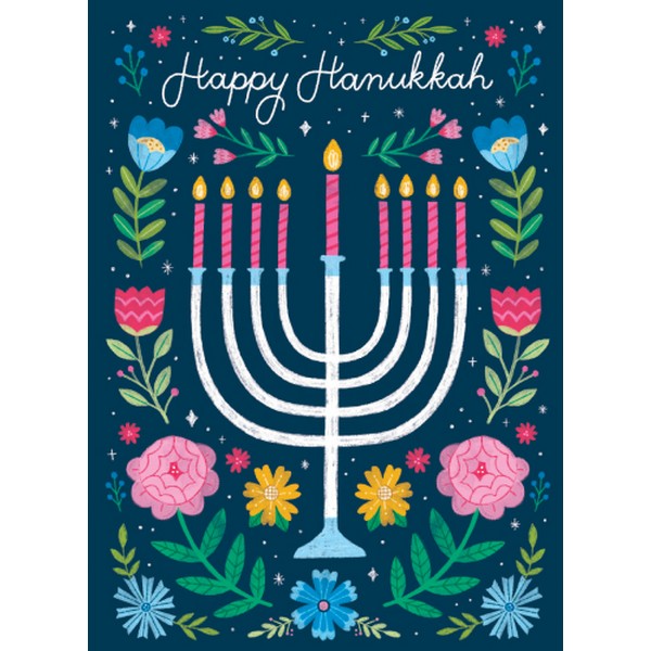 Menorah Flower Hanukkah Card
