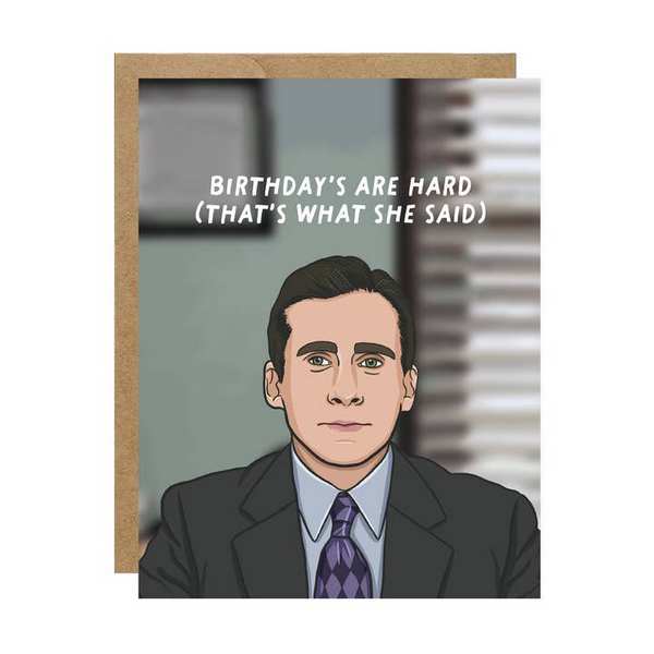 Birthdays are Hard Michael Scott Birthday Card | Simple Whimsy | boogie + birdie