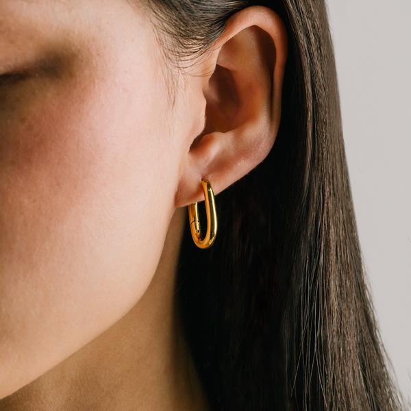 Gold Midi Paperclip Puff Waterproof Hoop Earrings | Lover’s Tempo | boogie + birdie