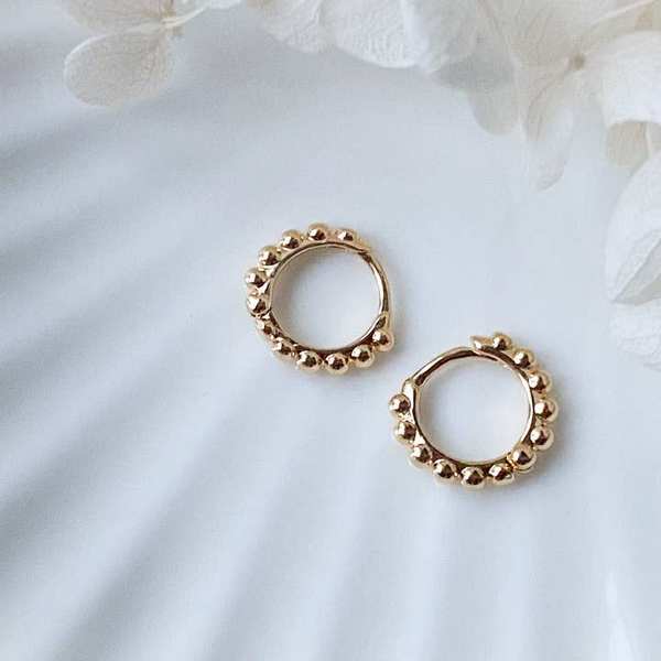 Gold Mini Beaded Hoops (MIN-BEA-20) | Agaveh Girl | boogie + birdie