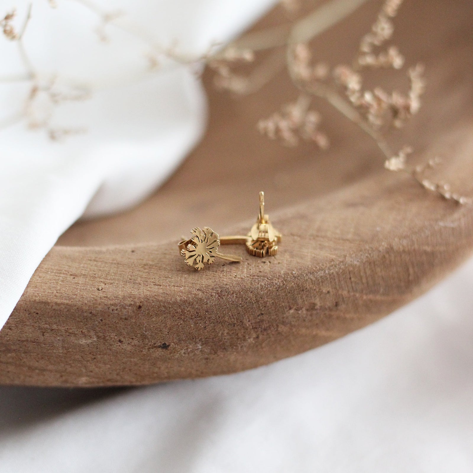 Gold Dandelion Stud Earrings