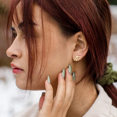 Gold Mini Sunburst Stud Earrings | whitebirch handmade | boogie + birdie