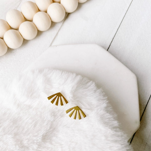 Gold Mini Sunburst Stud Earrings | whitebirch handmade | boogie + birdie