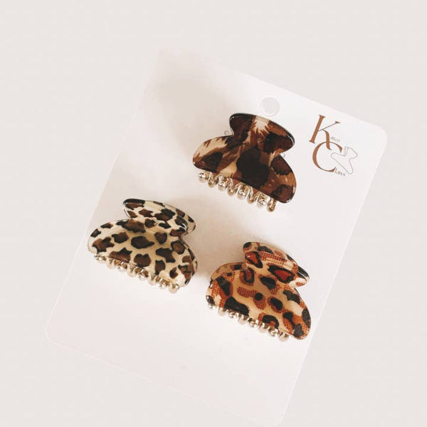 Leopard Mini Hair Claw - Set of 3 | Kitten Claws Clips | boogie + birdie