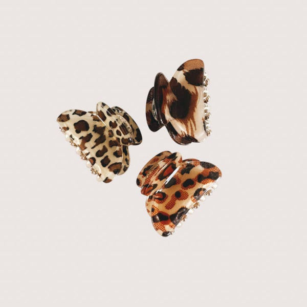 Leopard Mini Hair Claw - Set of 3 | Kitten Claws Clips | boogie + birdie