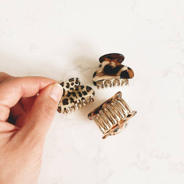 Leopard Mini Hair Claw - Set of 3 | Kitten Claws Clips | boogie + birdie