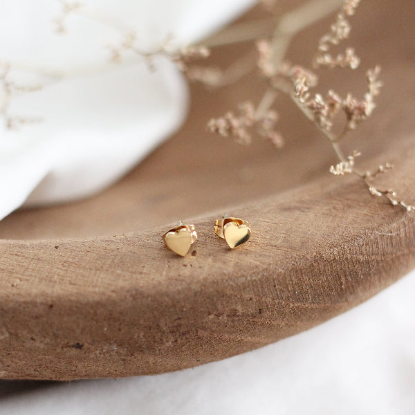 Gold Heart Stud Earrings | Birch Jewellery | boogie + birdie