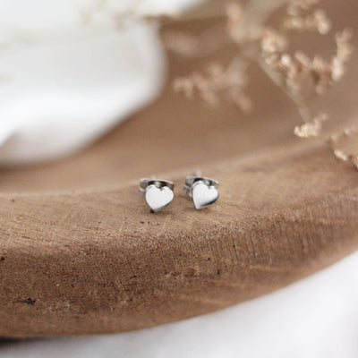 Silver Heart Stud Earrings | Birch Jewellery | boogie + birdie
