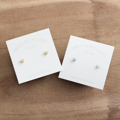 Gold Heart Stud Earrings | Birch Jewellery | boogie + birdie