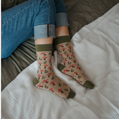 Mushroom Meadow Pima Cotton Socks - Pack of 2 (PMS-SP24) | Pokoloko | boogie + birdie