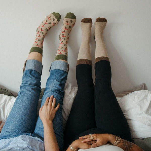 Mushroom Meadow Pima Cotton Socks - Pack of 2 (PMS-SP24) | Pokoloko | boogie + birdie